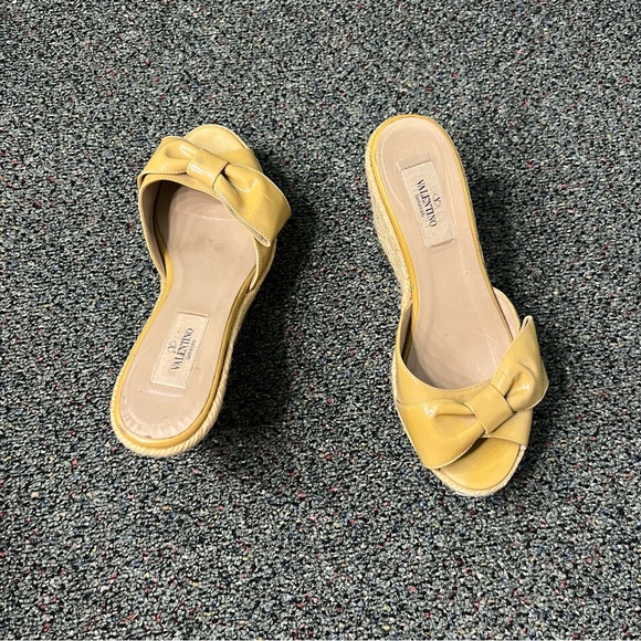 VALENTINO Mustard Yellow Bow Espadrilles Wedge Sandal Platform Shoe US 6.5 EU 37 - Picture 6 of 16
